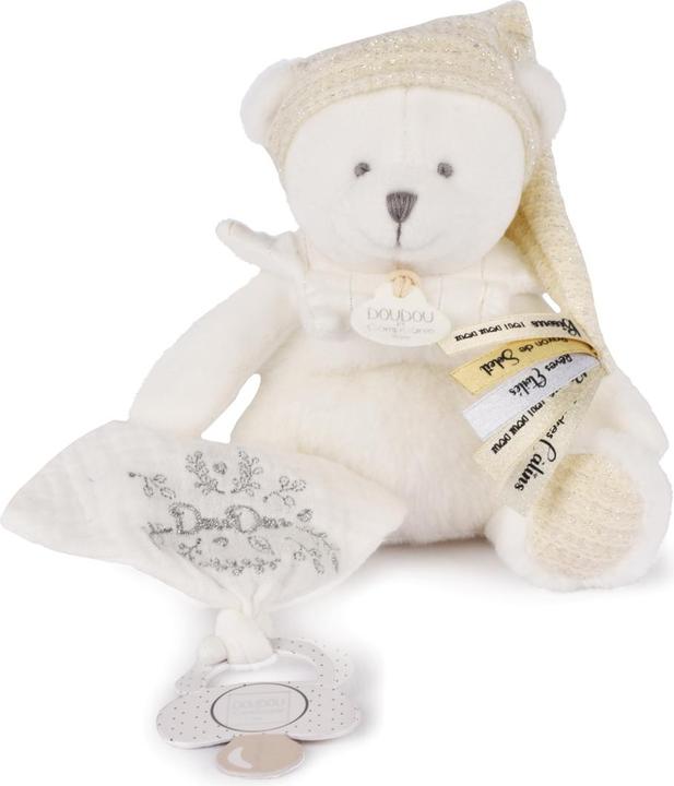 Actual product image Doudou et Compagnie Schmusetuch mit Schnullerhalter Bär gold 20cm