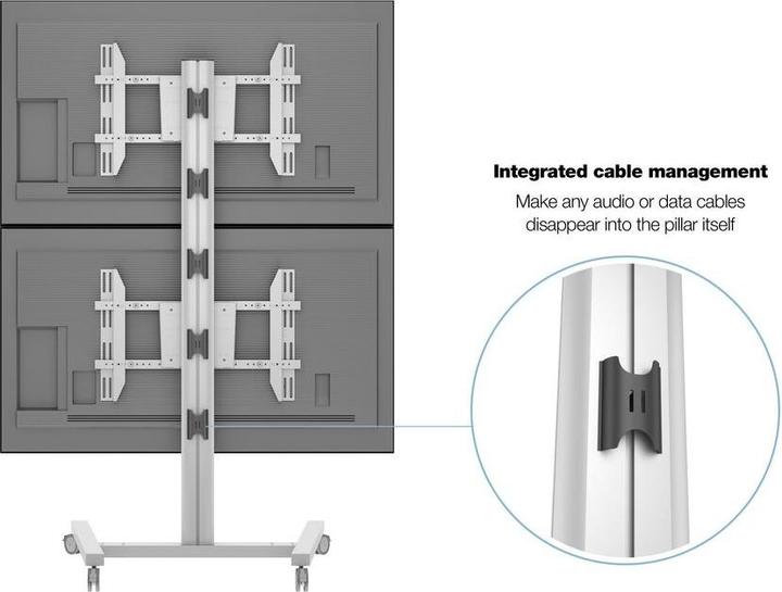 Actual product image Multibrackets TV stand dual vertical, - 55", metal, silver (55", 60 kg)