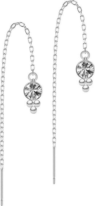 Star Piercing Ohrstecker silber freifallende Kette Kristall silber drei Kugeln (ohne Messing, Chirurgenstahl 316L)