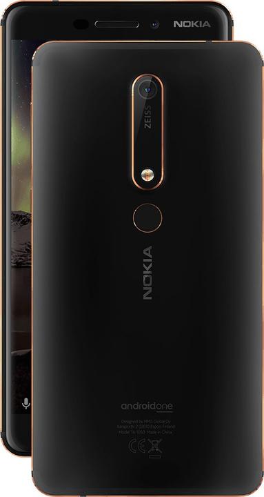 Actual product image Nokia 6.1 (2018) (32 GB, Black copper, 5.50", Hybrid Dual SIM, 16 Mpx, 4G)