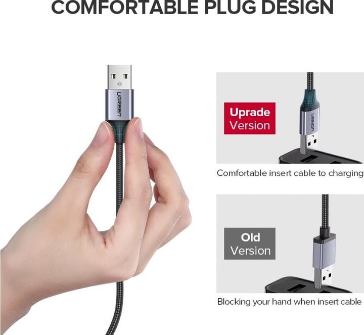Actual product image Ugreen MicroUSB nylon stable (0.25 m, USB 2.0)
