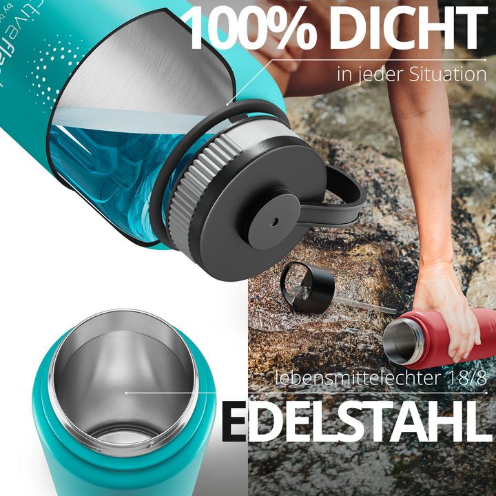 Produktbild BeMaxx Active Flask Trinkflasche, Klassischer Edelstahl 950ml (0.95 l)