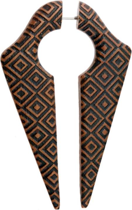 Actual product image Star Piercing Fake Ohrgewicht Schlüsselloch Sumatra Batik aus Sawo Holz