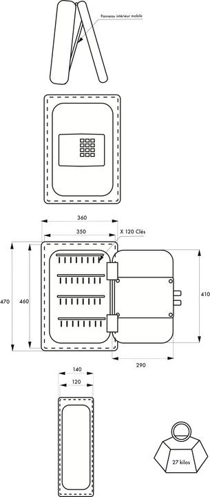 Produktbild Thirard Schlüsseltresor boyard, zum Aufstellen, elektronischer Verschluss mit Code, 2 Riegel, Kapazität für