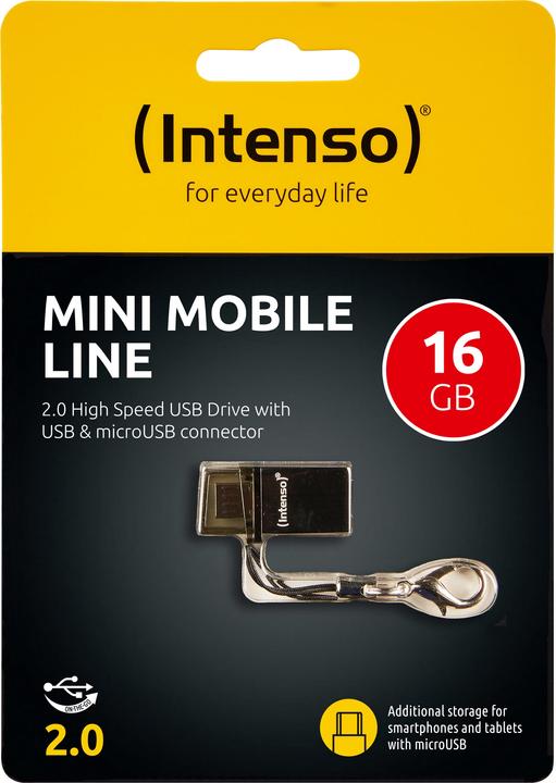 Produktbild Intenso Mini Mobile Line (16 GB, Micro USB, USB-A, USB 2.0)