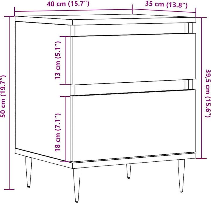Produktbild VidaXL Nachttisch Nachtschrank Nachtkommode Nachtkonsole 2 Stk. Artisan-Eiche (40 x 35 x 50 cm)
