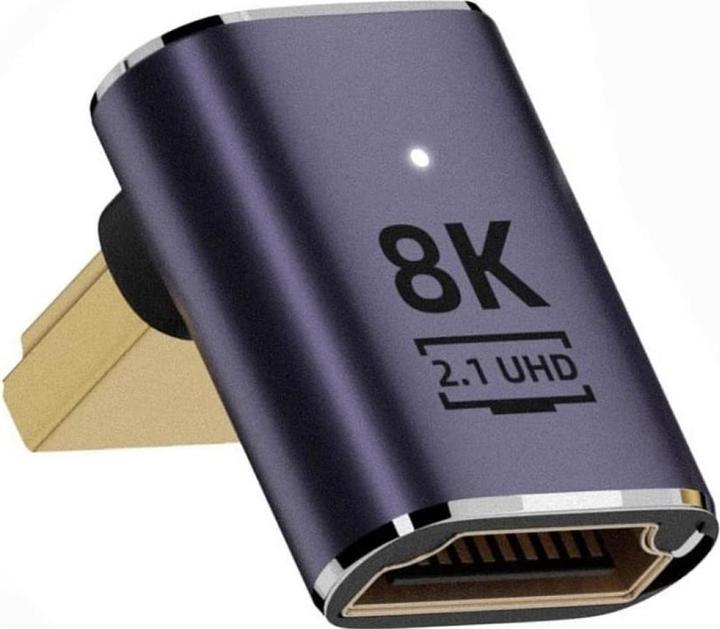 Actual product image PowerGuard HDMI to HDMI 2.1 8K 90 Degree Angle Up Low Profile Adapter (HDMI)