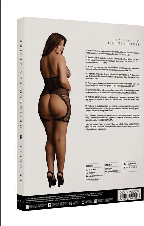 Productafbeelding Le Désir Peek-A-Boo visnet jurk (Grote maten)