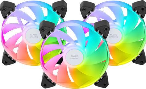 Produktbild Mars Gaming Lot De 3 Ventilateurs Boitier Mf-3ar RGB - 12cm (Noir) (120 mm, 3 x)
