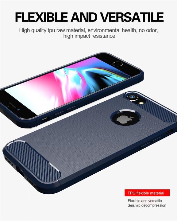 Actual product image Cadorabo TPU Ultra Slim carbon stainless steel combo cover (Apple iPhone 7)
