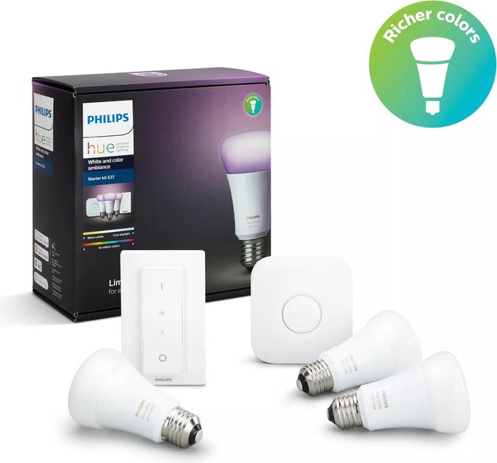 Actual product image Philips Hue White & Color Ambiance Starter Set (E27, 10 W, 806 lm, 5 x, G)