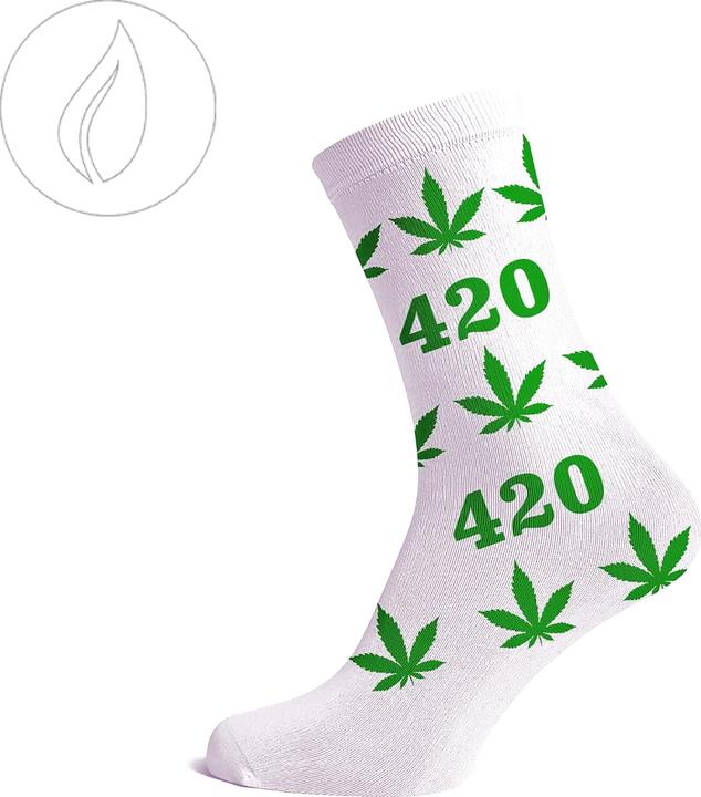 Produktbild R420 Long Socks Size 36-42 White 420 Green Leaves (Einzelpack, 36 - 42)