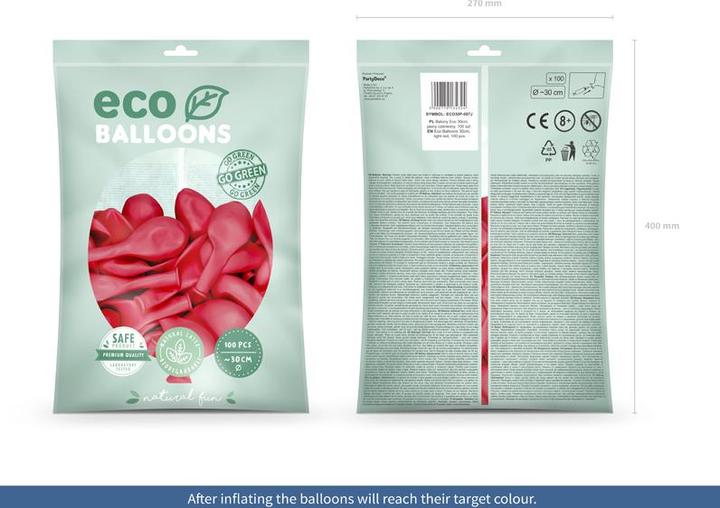 Actual product image Partydeco Eco Balloons 30 cm Pastel, Light Red (1 Pck (100 x)