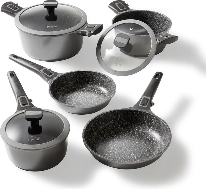 Actual product image Stoneline Imagination PLUS Kochgeschirr-Set, 8-tlg., mit abnehmbaren Griffen (Pan set + pot set, Cast iron)