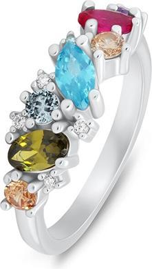 Brilio Silver - Distinctive silver ring with colored zircons RI099W - Circuit: 56 mm (56)