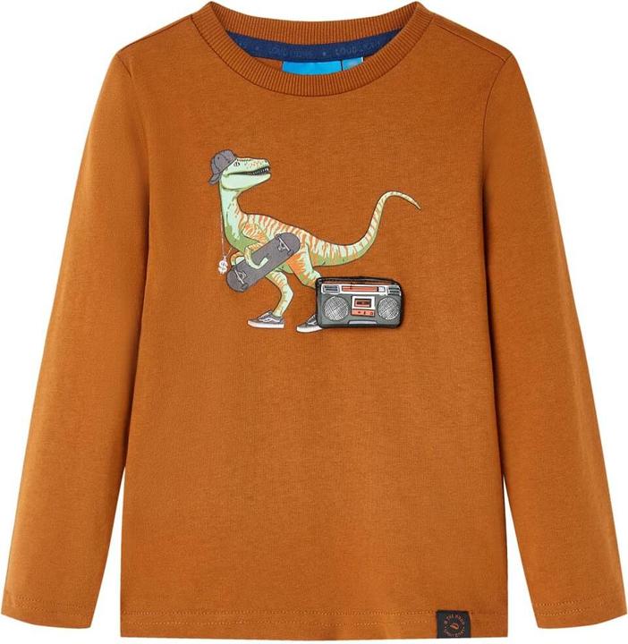 VidaXL Kinder-Langarmshirt Cognac 128,Material: 100 (128)