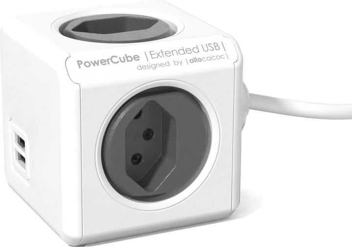 Actual product image Allocacoc PowerCube S+ (6 x, Type 13, USB-A, 3 m)