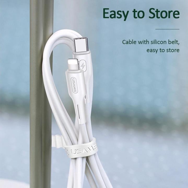 Actual product image Usams U43 USB-C to lightning fast charging cable 30W, White (1.20 m, USB 3.2 Gen 1, 30 W)