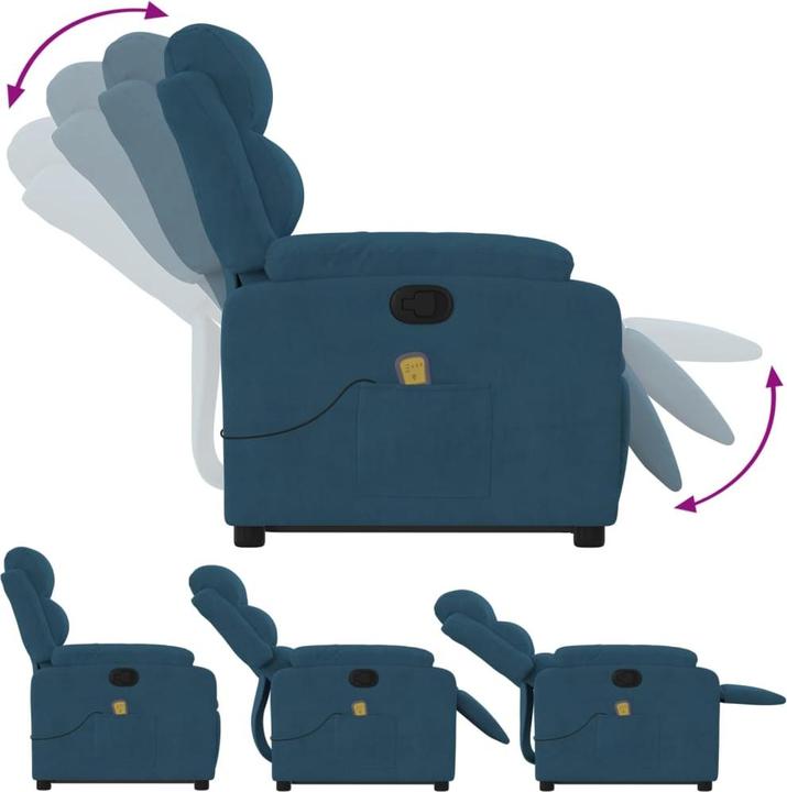Immagine prodotto VidaXL Poltrona massaggiante con supporto stand-up Poltrona TV Poltrona relax in velluto blu