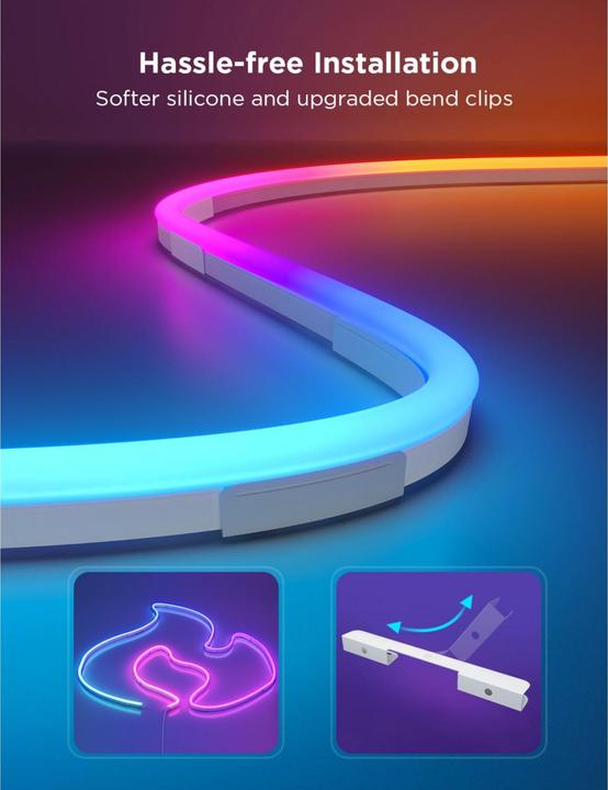 Actual product image Govee Neon Rope Light 2 Clips, White, 5pcs
