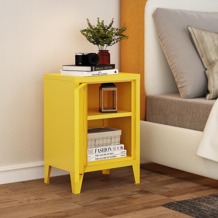 Produktbild En.Casa Nachtschrank Inari Türgriff rechts Stahl Gelb