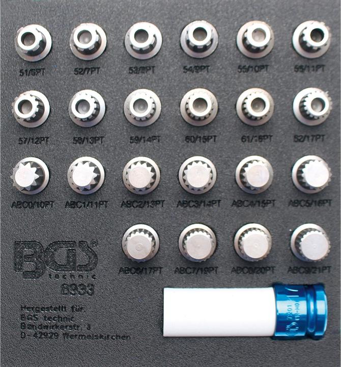 Immagine prodotto BGS Modulo per carrelli portautensili 1/6: set di utensili per bulloni di sicurezza per VAG 23 pz.