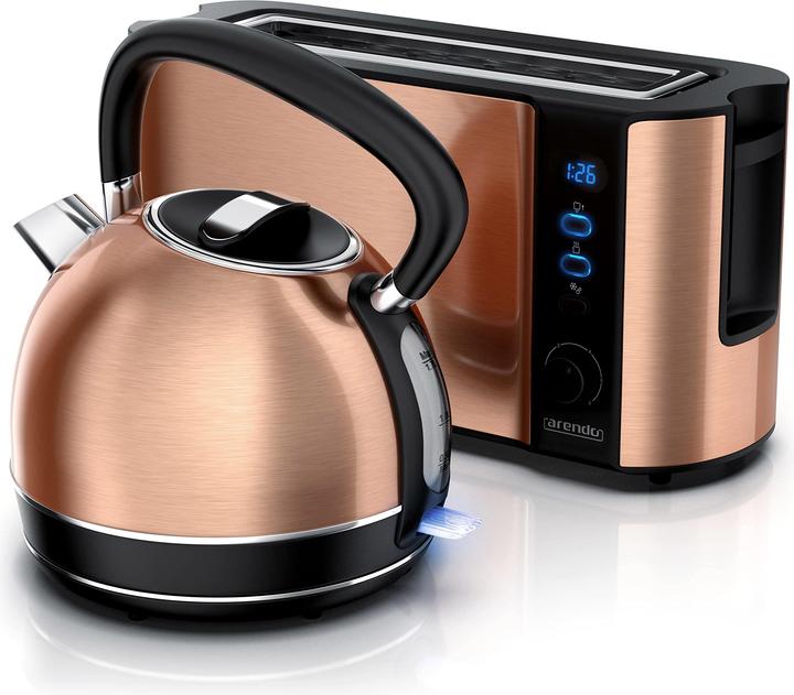Actual product image Arendo Stainless steel kettle and toaster, copper look (1.70 l)