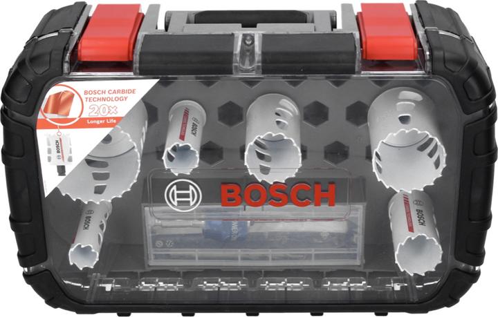 Actual product image Bosch Professional Zubehör Hole saw set Universal. Endurance for Heavy Duty.Carbide. 8-pcs. (22 mm, 25 mm, 35 mm, 40 mm, 68 mm, 51 mm)