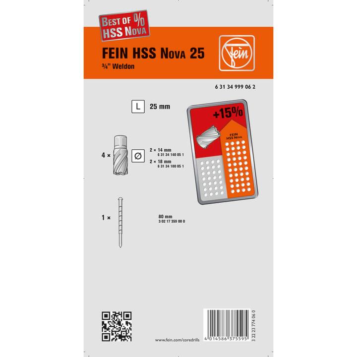 Actual product image Fein Core drill set 63134999062 1 S (2.0 millimetre)
