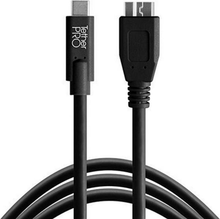 Tether Tools TetherPro, USB-C 3.0 Kabel, USB-C / 3.0 Micro-B, 4.6 m, Schwarz (4.60 m, USB 3.2 Gen 1)