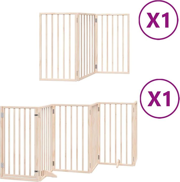 Produktbild VidaXL Hundetor mit Tür Absperrgitter Hunde Schutzgitter Faltbar 9-tlg. Holz