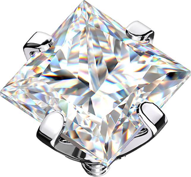 Produktbild Star Piercing Dermal Anchor silber quadrat Kristall silber gefasst (Chirurgenstahl 316L)