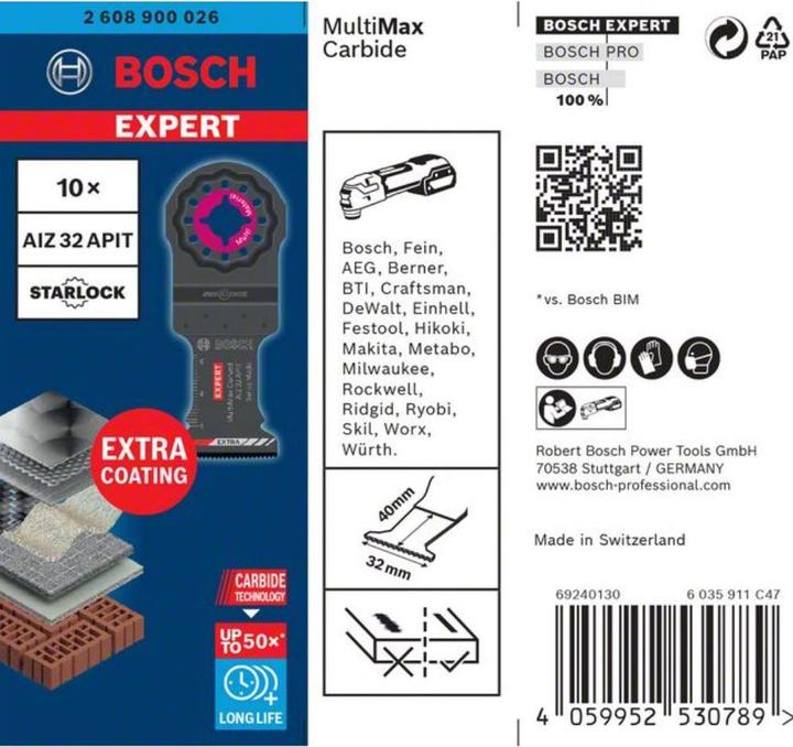 Image du produit Bosch Professional Zubehör Expert MultiMax AIZ 32 APIT Lame pour outils multifonctions, 32 mm, 10 pièces