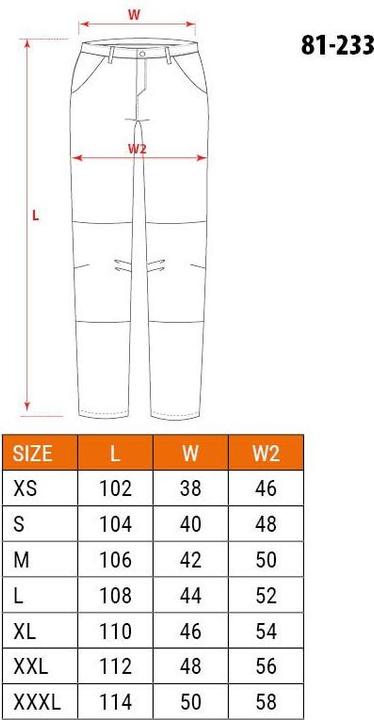 Voedingswaarden en ingrediënten Neo Zwarte werkbroek met 5 zakken, maat M, met DENIU (M)