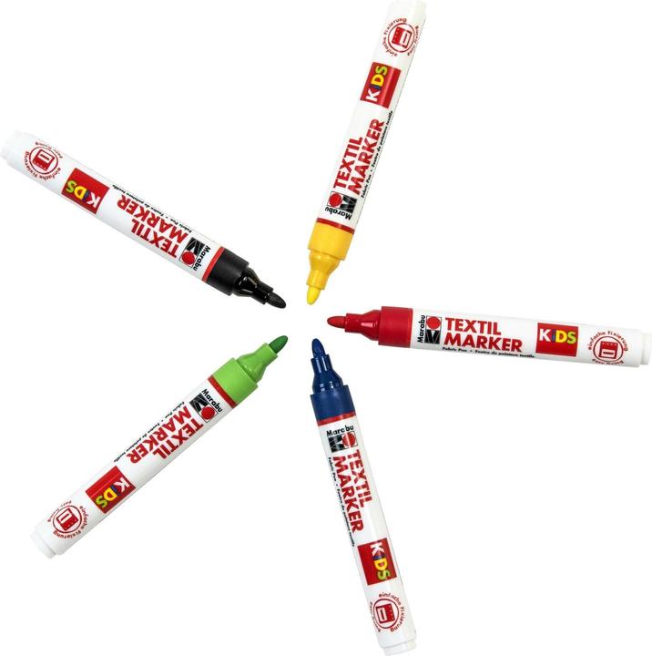 Produktbild Marabu Textilstift KiDS (Grün, Gelb, Schwarz, Rot, Blau, Violett, 3 mm, 5 x)