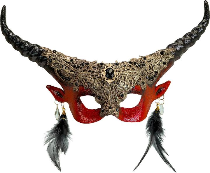 Actual product image Widmann Commedia Dell'Arte mask red devil with horns