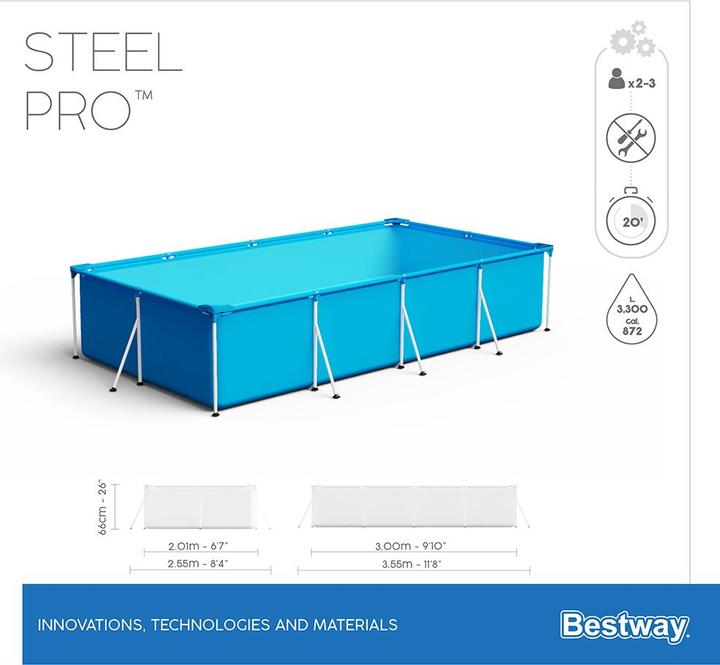 Actual product image Bestway Swimming Pool Steel Pro Rectangular (300 x 201 x 66 cm)