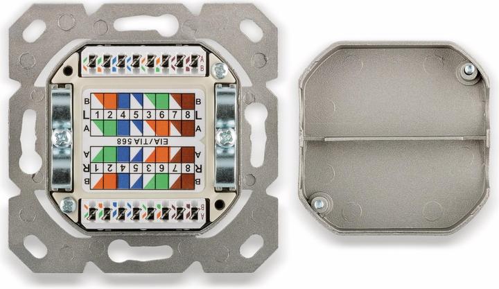 Actual product image Goobay CAT 6a flush-mounting box UP 2x RJ45 network outlet shielded