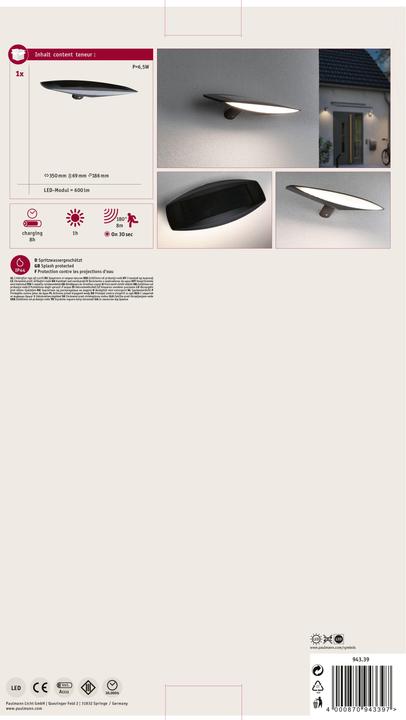 Actual product image Paulmann Solar Wall Light Kiran (600 lm, IP44)