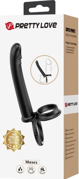 Actual product image Pretty Love Dillion Double Penetration Double Cock Ring Black