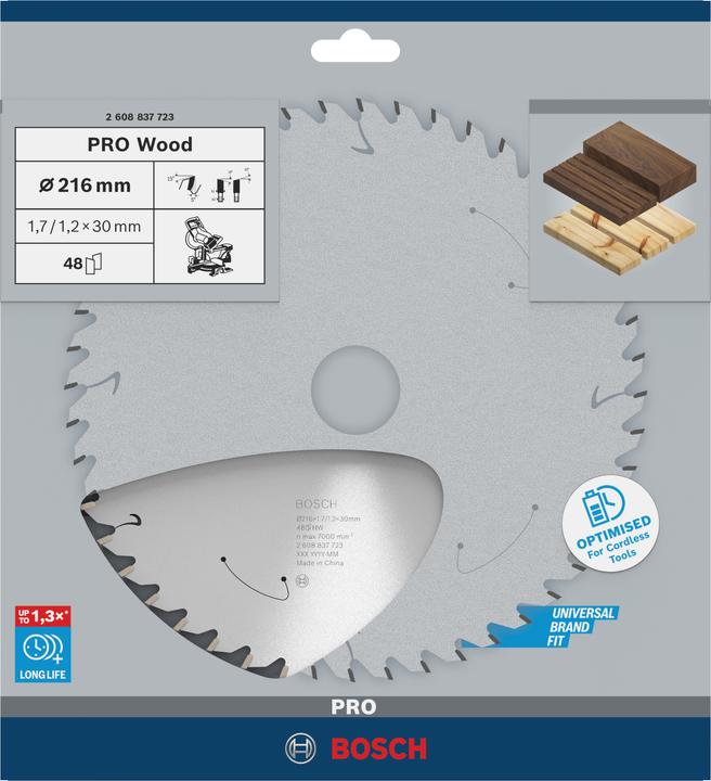 Productafbeelding Bosch Professional Zubehör Cirkelzaagblad Standaard voor hout, 216 x 1,7/1,2 x 30, 48 tanden