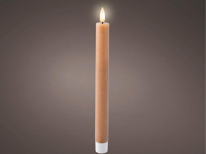 Image du produit Lumineo Bougie pointue LED cire marron clair/blanc chaud 24,5cm Set2 (1 x)