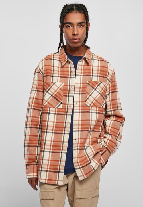 Actual product image Urban Classics Long Oversized Checked Leaves Shirt - 19487 (M)