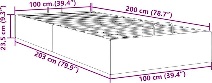 Image du produit VidaXL Lit Ottoman sans matelas Noir 100x200 cm Tissu (100 x 200 cm)