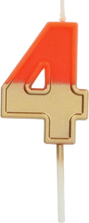 Folat Candela Retro numero 4 Arancione - 5 cm (1 pz.)