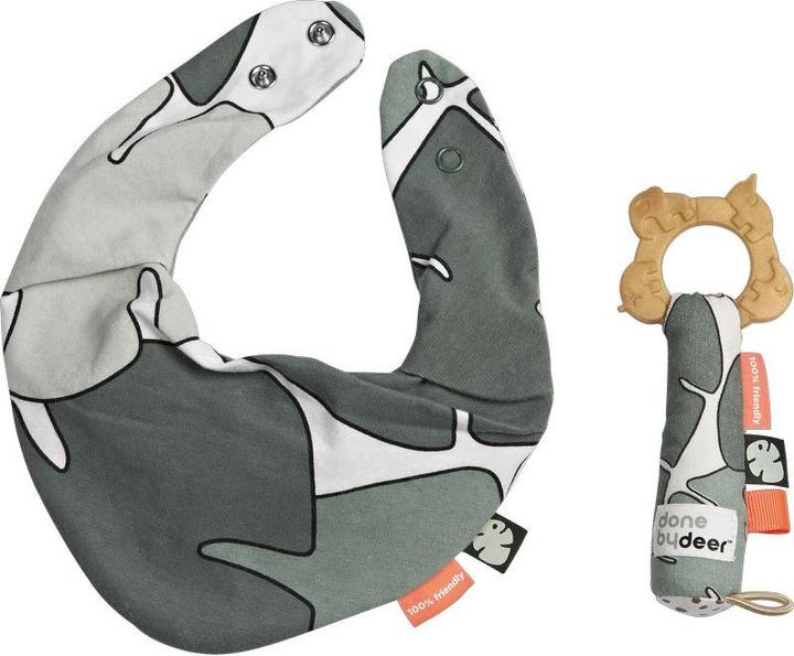 Actual product image Done by Deer Gift Set Bib & Teething Ring Tiny Tropics