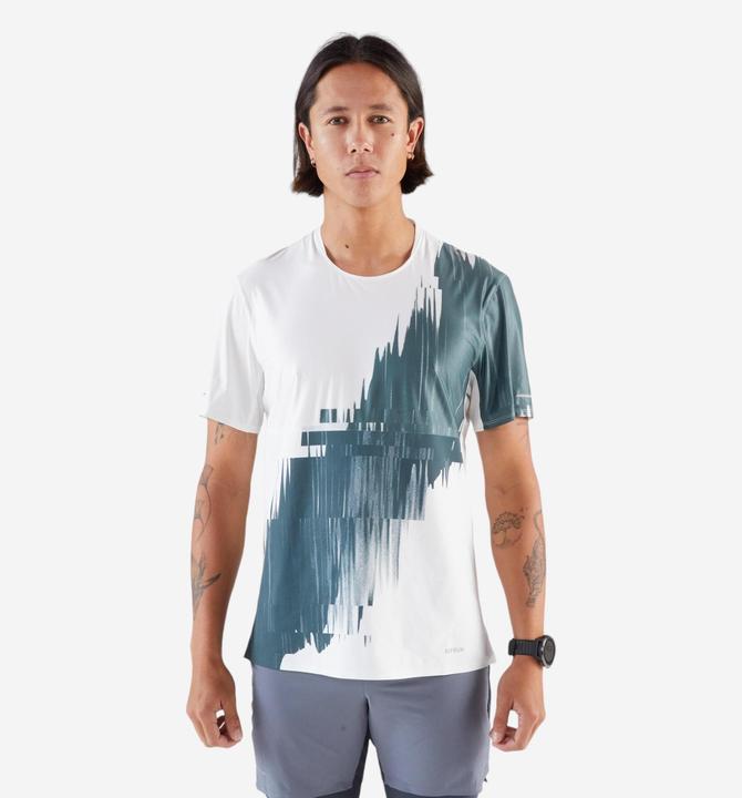 Kiprun Laufshirt kurzarm Langstrecke Herren - Run 900 Ultra beige Print