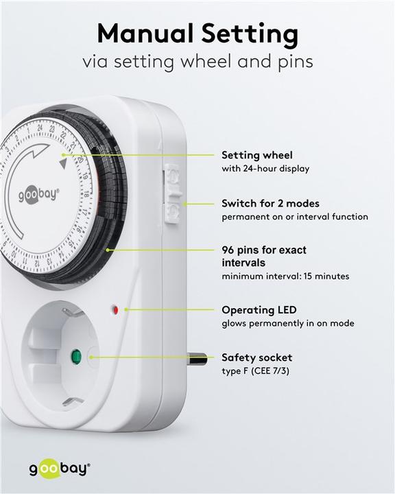 Actual product image Goobay Analog timer, 5 pieces, White