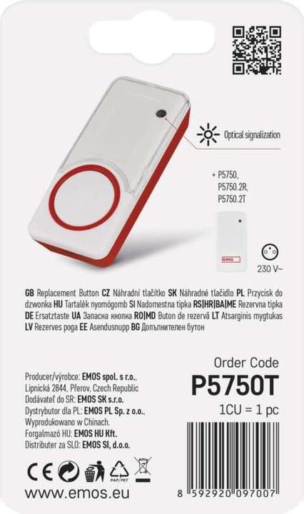 Actual product image Emos Replacement Button for Wireless Doorbell P5750