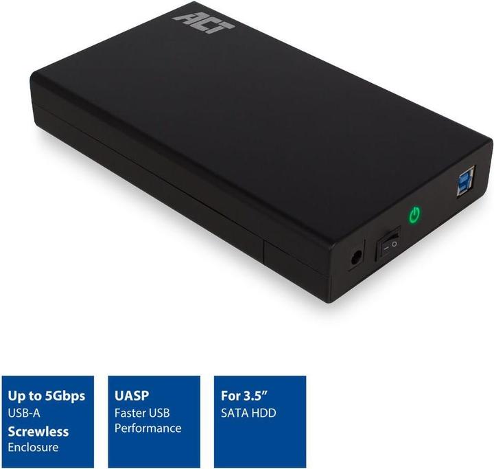 Productafbeelding 3.5" SATA harde schijf-behuizing, schroefloos, USB 3.2 Gen1 (3.5")